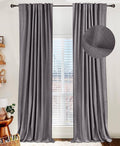 100% Blackout Shield Linen Blackout Curtains for Bedroom 63 Inches Long, Back Tab/Rod Pocket Living Room Drapes, Thermal Insulated Blackout Curtains 2 Panels Set, 50" W x 63" L, Darkgray