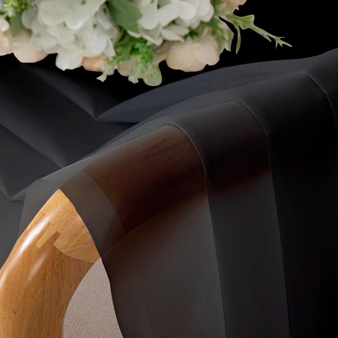 Aiyufeng Black Sheer Curtains for Windows 54 inch Long 2 Panel Set, Rod Pocket Soft Voile Sheer Classic Window Treatment with Light Through for Bedroom/Living Room, 40W x 54L, 2-Pack
