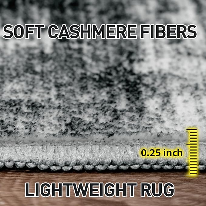 5x7 Area Rugs Washable Rug: Modern Abstract Living Room Rug Soft Anti-Skid Thin Carpet Indoor Floor Non-Shedding Carpets for Bedroom Dining Room Farmhouse Nursery Home Office - Black