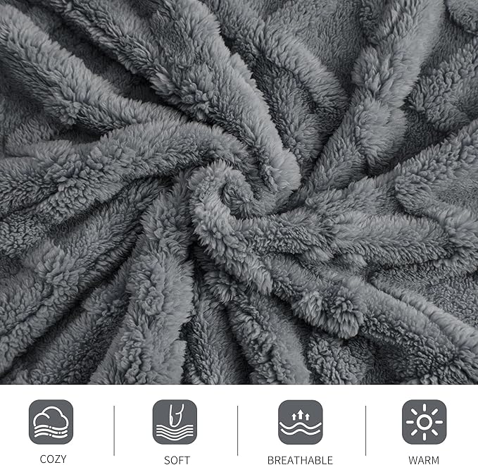 Aganear Twin Blanket - 3D Stylish Design, Luxury Portable Lightweight Blanket Super Soft, Fluffy, Warm, Cozy, Fuzzy for Couch Living Room Bed Outdoors Office Travel(60"×80", Gray)