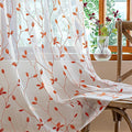 AmHoo 2 Panels Embroidered Leaf Pattern Semi Sheer Curtains Foliage Floral Voile Window Draperies Treatment for Bedroom Living Room Rod Pocket White Burnt Orange 53 x 95 Inch