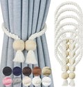 6 Pack Magnetic Curtain Tiebacks Cotton Hand Woven Tie Back Decorative Rope Holdbacks for Curtains Draperies No Tools Required, Cream