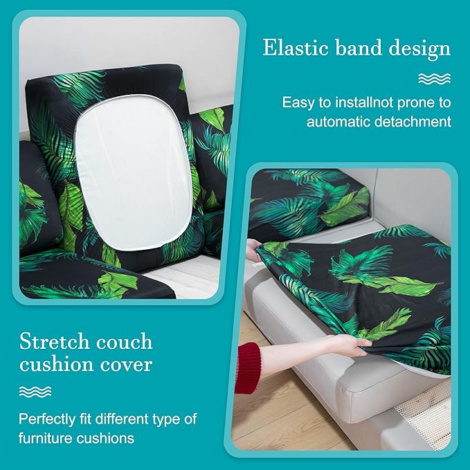 14 Pcs Stretch Patio Cushion Covers,Outdoor Couch Covers Replacement,Outdoor Couch & Sofa Slipcovers,for Patio Furniture Cushion Covers,Washable Reusable Furniture Protector (Summer,Cover Only)