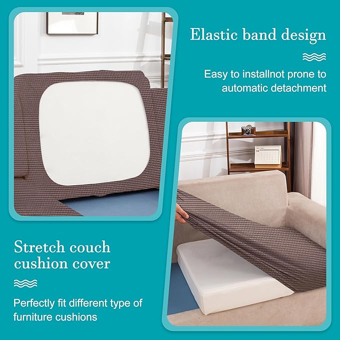 12Pcs Stretch Patio Cushion Covers,Outdoor Couch Covers Replacement,Outdoor Couch & Sofa Slipcovers,for Patio Furniture Cushion Covers,Washable Reusable Furniture Protector (Camel,Cover Only)