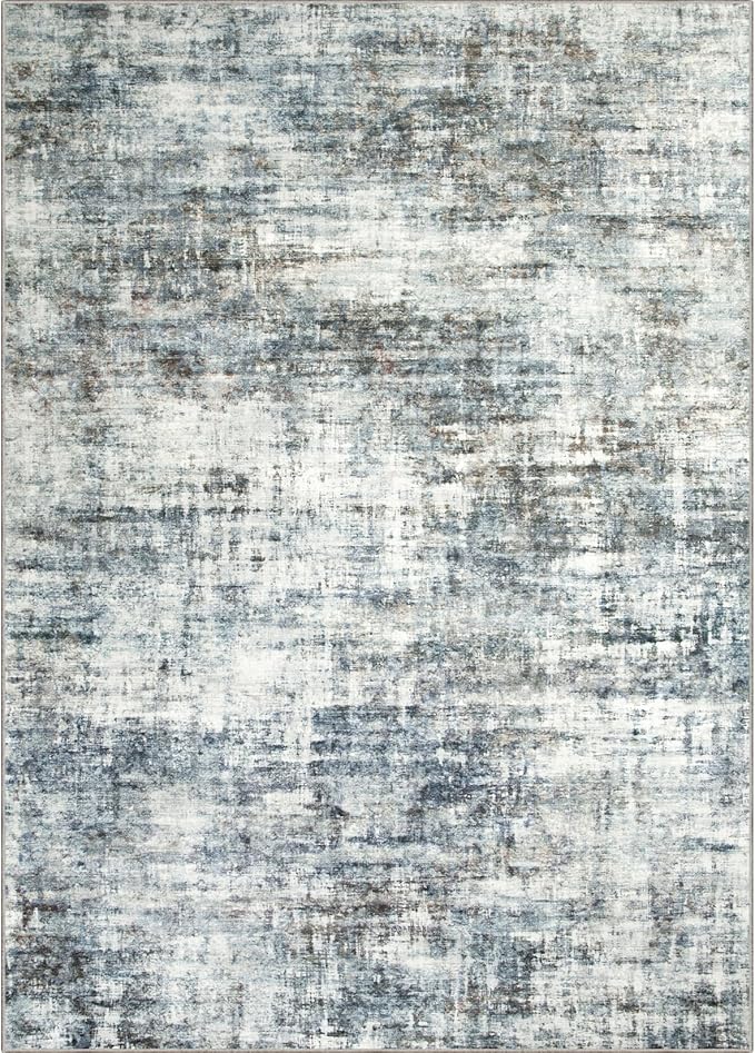 6x9 Area Rugs Washable Rug: Large Modern Abstract Living Room Rug Soft Anti-Skid Thin Carpet Indoor Floor Non-Shedding Carpets for Bedroom Dining Room Farmhouse Nursery Home Office Blue Multi
