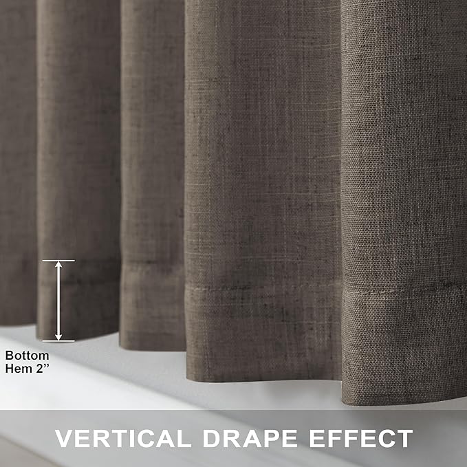 96 Inch Long Dark Brown Living Room Curtains for Window Treatments Back Tab Elegant Modern Farmhouse Style Light Soft Linen Sheer Bedroom Curtains & Drapes 96 Length 2 Panel Sets Chocolate Cappuccino