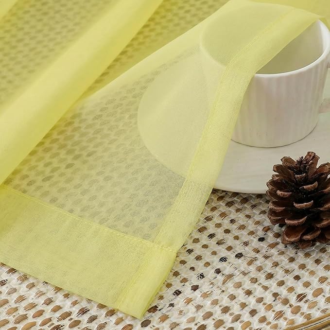 Aiyufeng Lemon Sheer Curtains 84 Inches Long 2 Panels Set for Living Room, Light Filtering Window Sheer Drapes for Bedroom, Each 42" W x 84" L