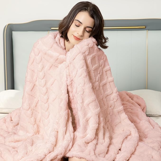 Aganear Flannel Throw Blanket - Cozy Soft Lightweight Fuzzy Portable Throw Blankets, Boho Decor for Home, Warm Gifts for Birthday, Christmas, Halloween, Housewarming(50"x60", Pink)