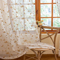AmHoo 2 Panels Embroidered Leaf Pattern Semi Sheer Curtains Foliage Floral Voile Window Draperies Treatment for Bedroom Living Room Rod Pocket White Taupe 53 x 95 Inch
