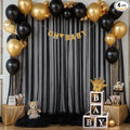 20ft x 12ft Black Tulle Backdrop Curtain for Parties Sheer Fabric Backdrop Curtains for Baby Shower Birthday Party Back Drop Wedding Graduation Photo Backdrop Drapes Background 4 Panels 5ft x 12ft