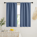 RYB HOME Blackout French Door Window Curtain Covering, Rod Pocket Thermal Insulated Privacy Non See Through Drapes for Bathroom Window, Width 29 by Length 45, Stone Blue, 2 Panels