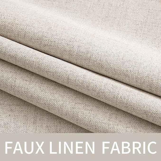 MIULEE 100% Blackout Linen Textured Curtains for Bedroom Solid Thermal Insulated Natural Grommet Room Darkening Curtains & Drapes Luxury Decor for Living Room Nursery 52 x 96 Inch (2 Panels)