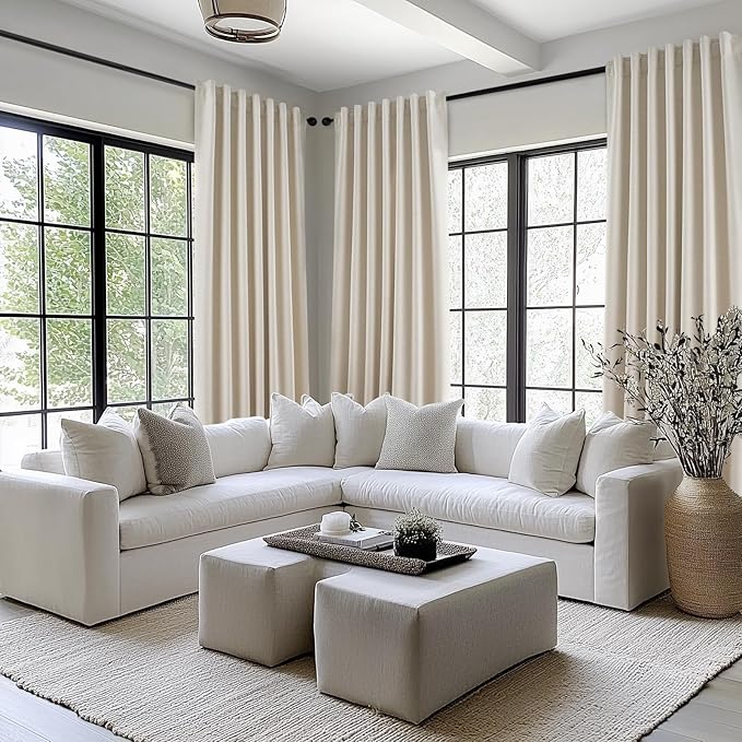 78 Inch Custom Made Curtains for Sliding Door Closet Doors 100% Blackout Curtains for Living Room Bedroom Back Tab Pleated Heat Blocking Insulated Drapes Heat Neutral White (W52" x L78") 2 Panels