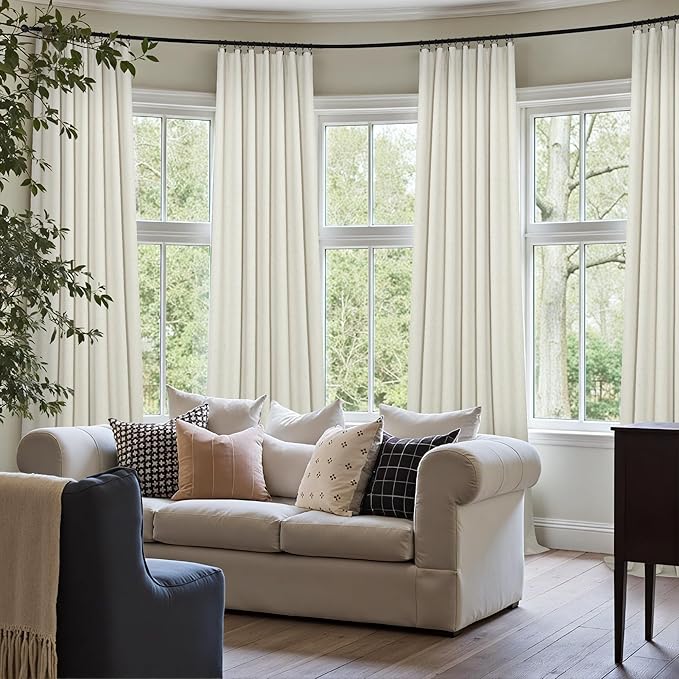 108 Inch Curtains 2 Panel Set Burg Modern Dark Out Curtains for Bedroom Insulating Noise Reducing Soundproof Extra Long Wide Drapes Floor Length to Ceiling Curtain for Living Room Window 9ft Cream
