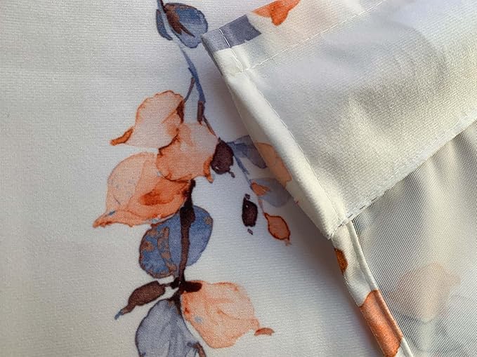 2 Pack Watercolor Orange Leaves Window Valance for Bedroom Living Room, Fall Leaf Curtains Valanes for Windows, 3" Rod Pocket Window Treatment for Autumn Home Decorations, 54 x 18 Inch, 2 Panel