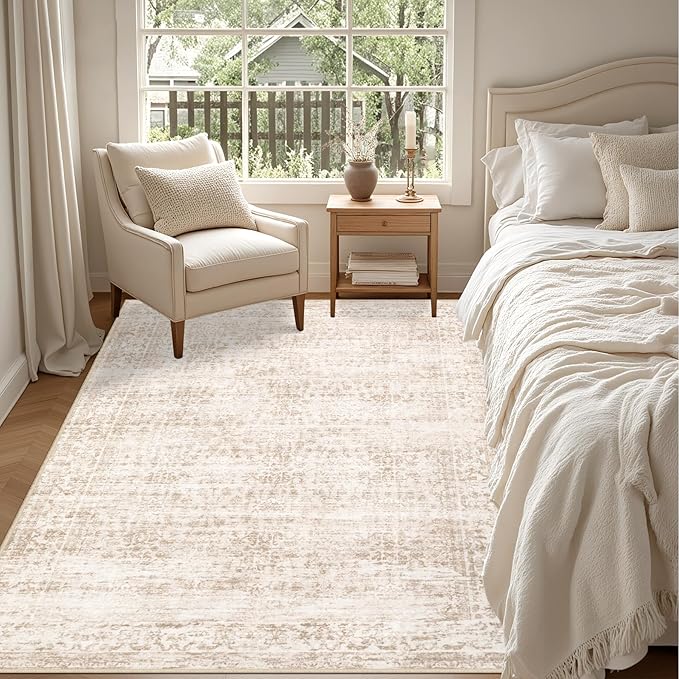 4x6 Area Rugs for Living Room: Washable Rug Soft Vintage Boho Medallion Carpet Indoor Non-Slip Stain Resistant Large Carpets for Bedroom Dining Room Farmhouse Nursery Home Office Black Gold