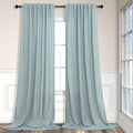 Aqua Curtains 84 Inch Length for Living Room Pair Set Back Tab Pocket Linen Panels Semi Sheer Blue Green Curtains for Bedroom Kids Teen Boys Coastal Beach Farmhouse Decor Seafoam Mint Teal Grey Gray