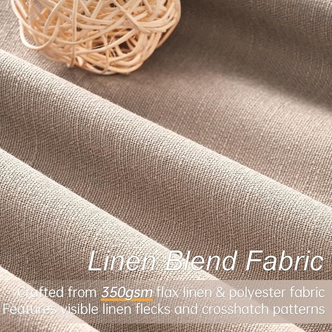 90 inch long linen Blackout curtains 2 Panels 100% Black out Linen texture Curtain Window Drapes with Back Tab Rod Pocket Light Blocking Thermal Insulated Curtains for Bedroom Living Room Beige