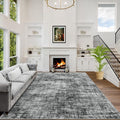 5x7 Area Rugs Washable Rug: Modern Abstract Living Room Rug Soft Anti-Skid Thin Carpet Indoor Floor Non-Shedding Carpets for Bedroom Dining Room Farmhouse Nursery Home Office - Black