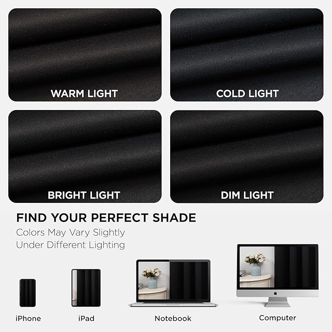 Joydeco Blackout Curtains 108 Inch Length 2 Panels Set, Thermal Insulated Long Curtains& Drapes 2 Burg, Room Darkening Grommet Drapes for Living Room Bedroom Window (W52 x L108 Inch, Black)