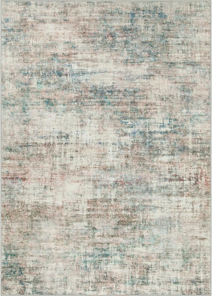 8x10 Area Rugs Washable Rug: Large Modern Abstract Living Room Rug Soft Anti-Skid Thin Carpet Indoor Floor Non-Shedding Carpets for Bedroom Dining Room Farmhouse Nursery Home Office Multi