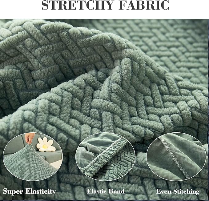2Pcs Couch Arm Covers, Armrest Cover for Sofa, Sofa Arms Covers Washable Arms with Twist Pins Soft,Skin-Friendly for Pets (Texture Green, Armrest Cover)