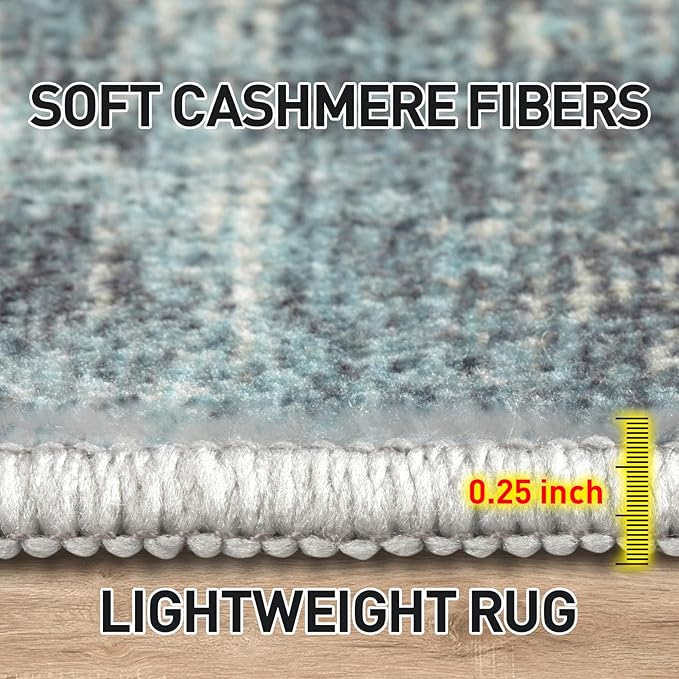 10x14 Area Rugs Washable Rug: Modern Abstract Living Room Rug Soft Anti-Skid Thin Carpet Indoor Floor Non-Shedding Carpets for Bedroom Dining Room Farmhouse Nursery Home Office Green Multi