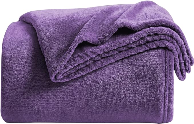 KMUSET Super Soft Throw Blanket Premium Silky Flannel Fleece Twin Size Purple Microfiber Lightweight Blanket All Season Use, 60X80 inches
