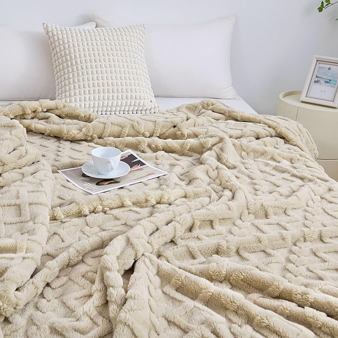 Aganear King Size Blanket - Portable, Breathable & Skin-Friendly for Couch, Sofa, Bed, Office (108"x90", Khaki)