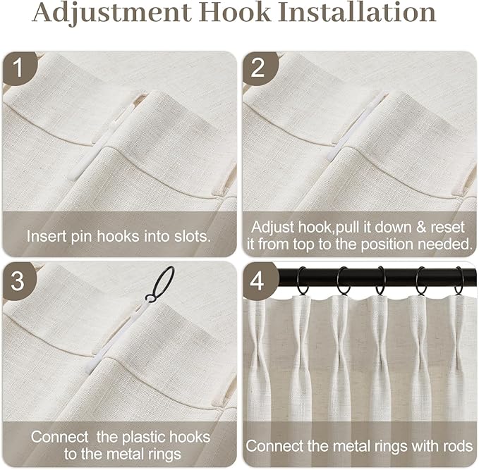 90 Inch Curtains Pinch Pleated 2 Panels for Living Room, Semi Sheer Memory Trained Light Filtering Linen Blend Pinch Pleat Curtain with Rings Back Tab Drapes for Bedroom Dining Room, 40x90, Natural