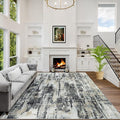 6x9 Area Rugs Washable Rug: Large Modern Abstract Living Room Rug Soft Anti-Skid Thin Carpet Indoor Floor Non-Shedding Carpets for Bedroom Dining Room Farmhouse Nursery Home Office Black Grey Gold