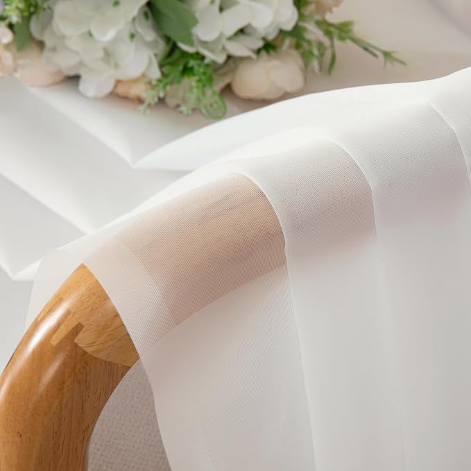 Aiyufeng Ivory Sheer Curtains 90 Inches Long, Light Filtering Rod Pocket Solid Color Window Sheer Curtain Panels, Elegant Curtains & Drapes for Living Room, Bedroom 2 Panels (Ivory, 59" W x 90" L)