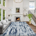 9x12 Area Rugs Washable Rug: Modern Abstract Living Room Rug Soft Anti-Skid Thin Carpet Indoor Floor Non-Shedding Carpets for Bedroom Dining Room Farmhouse Nursery Home Office Blue Grey