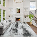 5x7 Area Rugs Washable Rug: Modern Abstract Living Room Rug Soft Anti-Skid Thin Carpet Indoor Floor Non-Shedding Carpets for Bedroom Dining Room Farmhouse Nursery Home Office Black White Grey