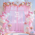 10ft x 12ft Pink Tulle Backdrop Curtain for Baby Shower Party Sheer Fabric Backdrop Curtains for Girls Birthday Gender Reveal Back Drop Wedding Photo Backdrop Drapes Background 2 Panels 5ft x 12ft