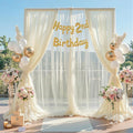 10ft x 12ft Champagne Tulle Backdrop Curtain for Parties Sheer Fabric Backdrop Curtains for Wedding Baby Shower Bridal Shower Birthday Photo Backdrop Drapes Background Decorations 2 Panels 5ft x 12ft