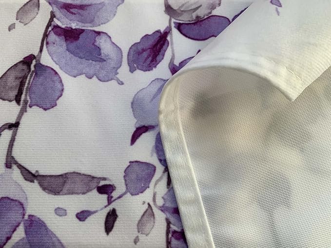 2 Pack Watercolor Purple Leaves Window Valance for Bedroom Living Room, Lavender Leaf Plant Curtains Valanes for Windows, 3" Rod Pocket Window Treatment for Home Decorations, 54 x 18 Inch, 2 Panel