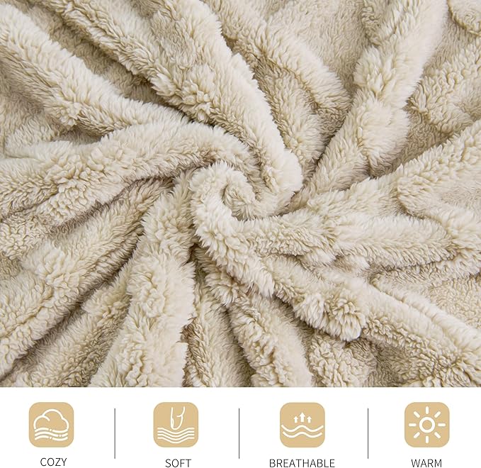 Aganear Fleece Throw Blanket - Cozy Soft Lightweight Fuzzy Throw Blanket for Women Portable Throw Blankets for Couch, Warm Present for Birthday, Christmas, Halloween, Housewarming(50"x60", Khaki)