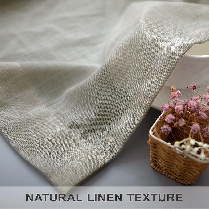 102 Inch Linen Curtains for Living Room Dinning 2 Panels Back Tab Pocket Light Filtering Burlap Farmhouse Large Window Drape Flax Linen Beige Tan Curtain 102 Inches Long for Sliding Glass Door Bedroom