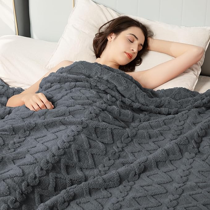 Aganear Twin Blanket - 3D Stylish Design, Luxury Portable Lightweight Blanket Super Soft, Fluffy, Warm, Cozy, Fuzzy for Couch Living Room Bed Outdoors Office Travel(60"×80", Gray)