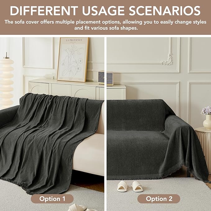 Armchair Couch Cover for Dogs 1 Cushion, Washable Recliner Covers Sofa Protector, Oversized Single Chair Covers, Accent Chair Slipcovers, Pet Couch Cover Blanket Throws(71"x91", Charcoal Grey)