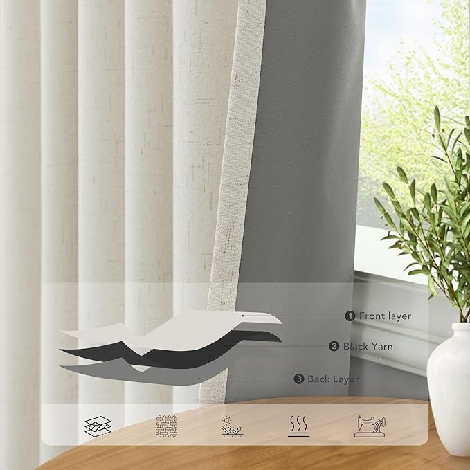 108 Inch Curtains 2 Panel Set Burg Modern Dark Out Curtains for Bedroom Insulating Noise Reducing Soundproof Extra Long Wide Drapes Floor Length to Ceiling Curtain for Living Room Window 9ft Cream