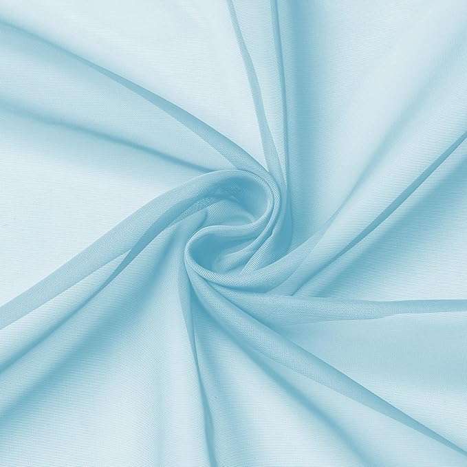 Aiyufeng 2 Pack: Basic Sky Blue Sheer Curtain Drapes 90 Inch Length 2 Panels for Living Room, Light Filtering Voile Drapes for Bedroom, Patio, Sliding Door, Each 42" W x 90" L
