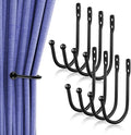8 Pcs Curtain Tie Backs Curtain Wall Hooks Black Curtain Holdbacks U Shaped Curtain Pull Backs Black Metal Decorative Curtain Hooks for Drapes Wall Mounted Curtain Tie Holders Come with Screws