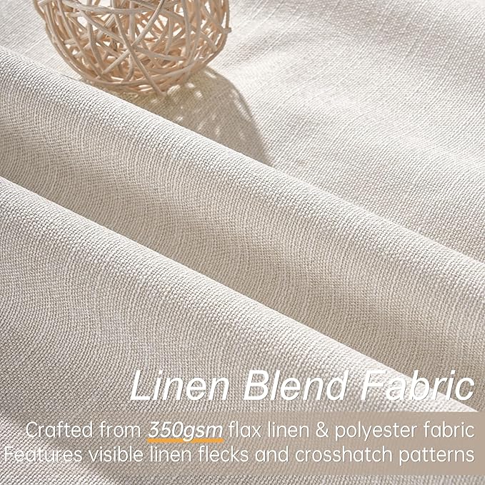 60 Inches Extra Wide Natural Linen Blackout Curtains 84 Inch Length for Living Room Natural Birch Farmhouse Bedroom Thermal Drapes for Winter Thick Window Energy Efficient 60"W x 84"L 2 Panels