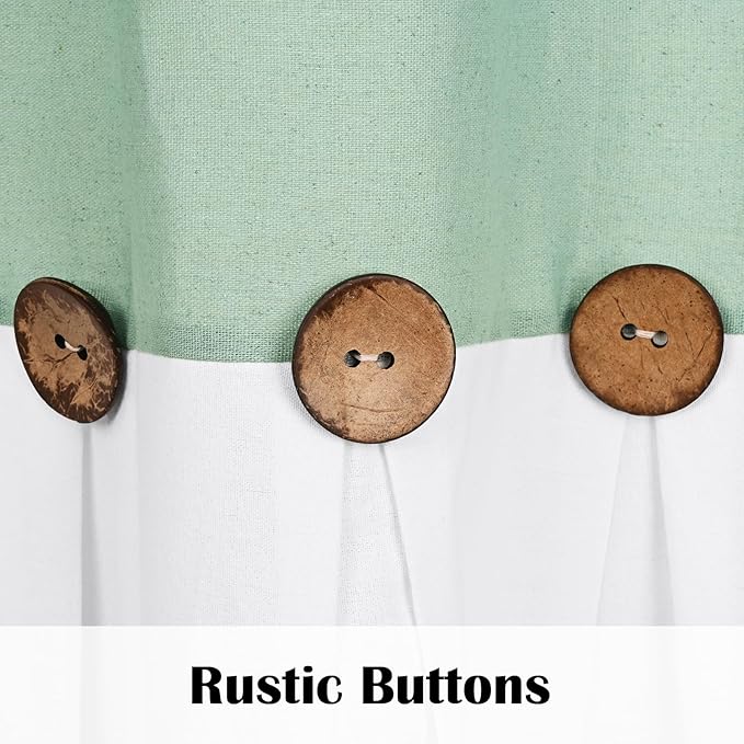FRAMICS Boho Kitchen Curtains 36 Inch Length, Farmhouse Cotton Linen Tier Curtains, Rustic Button Short Curtains for Windows, Sage Green Country Cafe Curtains, Rod Pocket Small Window Curtains, 26x36