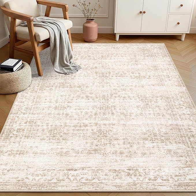 4x6 Area Rugs for Living Room: Washable Rug Soft Vintage Boho Medallion Carpet Indoor Non-Slip Stain Resistant Large Carpets for Bedroom Dining Room Farmhouse Nursery Home Office Black Gold