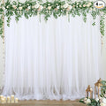 20ft x 12ft White Tulle Backdrop Curtain for Parties Sheer Fabric Backdrop Curtains for Wedding Baby Shower Bridal Shower Birthday Photo Backdrop Drapes Background Wall Decorations 4 Panels 5ft x 12ft