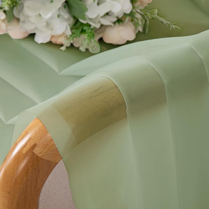 Aiyufeng Light Green Sheer Curtains 54 Inch Length 2 Panels Set for Living Room, Light Filtering Green Window Sheers Drapes for Bedroom, Each 42" W x 54" L