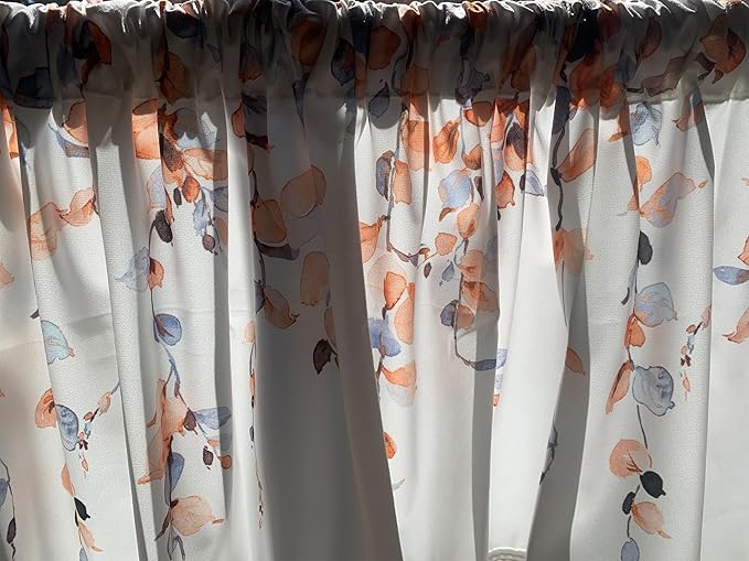 2 Pack Watercolor Orange Leaves Window Valance for Bedroom Living Room, Fall Leaf Curtains Valanes for Windows, 3" Rod Pocket Window Treatment for Autumn Home Decorations, 54 x 18 Inch, 2 Panel